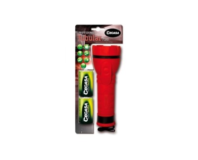 Cegasa Profesional Linterna de 7 LED - Cuerpo de Goma Antideslizante - Resistente a Golpes y Humedad - Funciona con 2 Pilas LR20 (Incluidas)