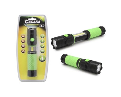 Cegasa Profesional Linterna LED Extensible con Luz Frontal 350lm y Luz Lateral 120lm - Resistente al Agua IP44 - Funciona con 4 Pilas AAA (No Incluidas)