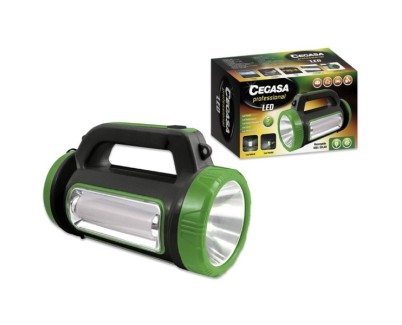 Cegasa Profesional Linterna Multifuncion LED - 5 Modos de Iluminacion - Bateria de 1800mAh - Alimentacion Solar y por USB - Color Negro/Verde