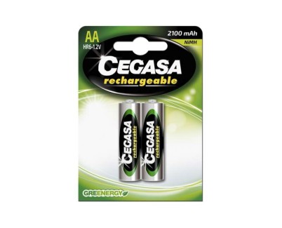 Cegasa Rechargeable Pack de 2 Pilas Recargables AA HR6 2100mAh