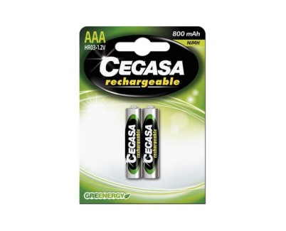 Cegasa Rechargeable Pack de 2 Pilas Recargables AAA HR03 800mAh