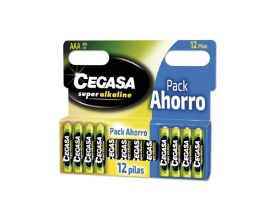Cegasa Super Alcaline Pack de 12 Pilas LR03 AAA - Alta Tecnologia - Fiabilidad - Elevado Rendimiento - Maximas Prestaciones
