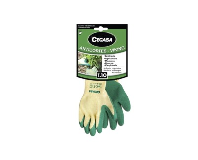 Cegasa Viking Guantes de Trabajo Anticortes Talla 10 - Fabricados en Algodon con Recubimiento de Latex Rugoso en Palma y Dedos - Color Verde