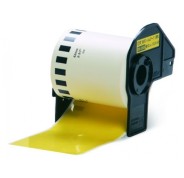 Compatible Brother DK44605 - Etiquetas Removibles de Tamaño personalizado - Ancho 62mm x 30,48 metros - Texto negro sobre fondo amarillo