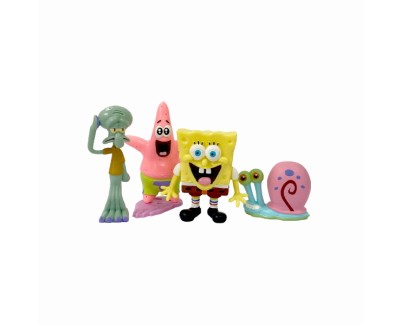 Comansi Set Familia Bob Esponja 4 Figuras&nbsp;- Coleccionable &nbsp;- Bob Esponja, Calamardo, Patricio y Don Cangrejo