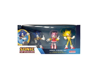 Comansi Set Super Sonic 3 Figuras - Super Sonic, Sonic y Amy Rose - Coleccionable - Regalo Gamer