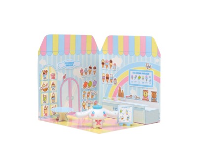 Comansi Sticker House Cinnamoroll Ice Cream Parlour - Incluye Figura - Stickers Lavables -  Escenario Adorable - Juego Creativo