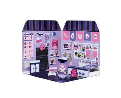 Comansi Sticker House Kuromi Ramen Shop - Incluye Figura - Stickers Lavables -  Escenario Adorable - Juego Creativo