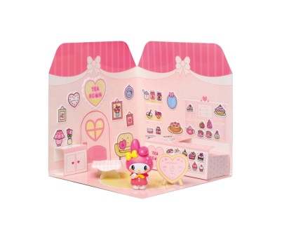 Comansi Sticker House My Melody Tea Room - Incluye Figura - Stickers Lavables -  Escenario Adorable - Juego Creativo