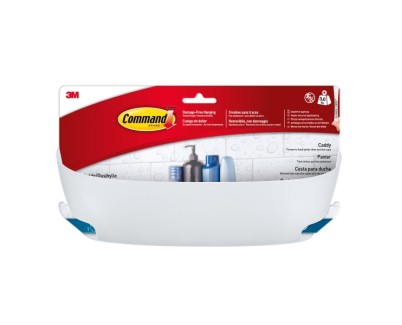 Command Cesto Organizador de Aseo - Soporta hasta 3kg - Incluye 4 Tiras Adhesivas - Color Blanco