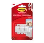 Command Mini Pack de 3 Ganchos - 3 Tiras Adhesivas - Soportan hasta 225G - Color Blanco