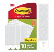 Command Pack de 20 Tiras Adhesivas para Colgar Cuadros - 10 Pares XL - Color Blanco