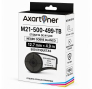 Compatible Brady M21-500-499-TB Cinta de Etiquetas de Nylon - Texto negro sobre fondo blanco - Ancho 12.7mm x 4.9 metros - 500 Etiquetas