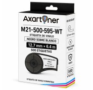 Compatible  Brady M21-500-595-WT Cinta de Etiquetas de Vinilo - Texto negro sobre fondo blanco - Ancho 12.7mm x 6.4 metros - 500 Etiquetas