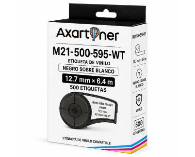 Compatible  Brady M21-500-595-WT Cinta de Etiquetas de Vinilo - Texto negro sobre fondo blanco - Ancho 12.7mm x 6.4 metros - 500 Etiquetas