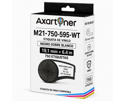 Compatible  Brady M21-750-595-WT Cinta de Etiquetas de Vinilo - Texto negro sobre fondo blanco - Ancho 19.1mm x 6.4 metros - 750 Etiquetas