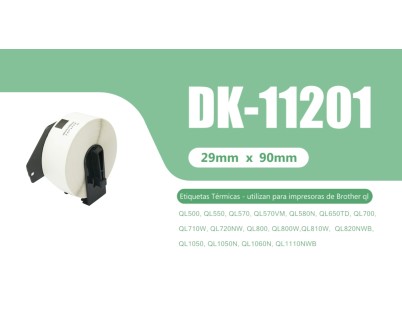 Compatible Brother DK11201 - Etiquetas Precortadas de Direccion - 29x90 mm - 400 Unidades - Texto negro sobre fondo blanco