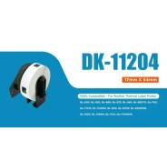 Compatible Brother DK11204 - Etiquetas Precortadas Multiproposito - 17x54 mm - 400 Unidades - Texto negro sobre fondo blanco