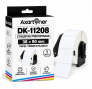 Compatible Brother DK11208 - Etiquetas Precortadas de Direccion Grandes - 38x90 mm - 400 Unidades - Texto negro sobre fondo blanco