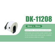 Compatible Brother DK11208 - Etiquetas Precortadas de Direccion Grandes - 38x90 mm - 400 Unidades - Texto negro sobre fondo blanco