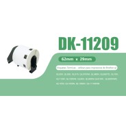 Compatible Brother DK11209 - Etiquetas Precortadas de Direccion Pequeñas - 29x62 mm - 800 Unidades - Texto negro sobre fondo blanco