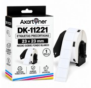 Compatible Brother DK11221 - Etiquetas Precortadas Cuadradas - 23x23 mm - 1000 Unidades - Texto negro sobre fondo blanco