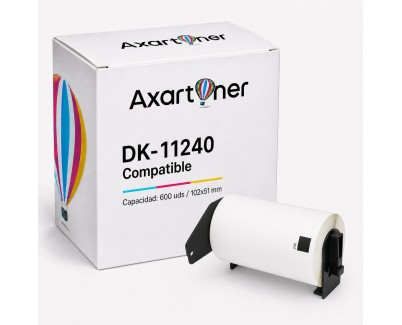 Compatible Brother DK11240 - Etiquetas Precortadas Multiproposito Grandes - 102x51 mm - 600 Unidades - Texto negro sobre fondo blanco