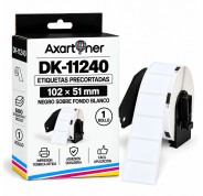Compatible Brother DK11240 - Etiquetas Precortadas Multiproposito Grandes - 102x51 mm - 600 Unidades - Texto negro sobre fondo blanco