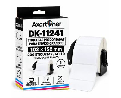 Compatible Brother DK11241 - Etiquetas Precortadas para Envios Grandes - 102x152 mm - 200 Unidades - Texto negro sobre fondo blanco