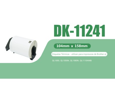 Compatible Brother DK11241 - Etiquetas Precortadas para Envios Grandes - 102x152 mm - 200 Unidades - Texto negro sobre fondo blanco