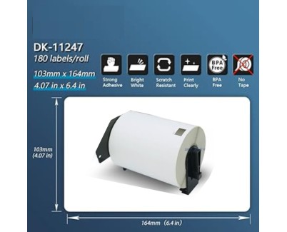 Compatible Brother DK11247 - Etiquetas Precortadas para Envios Grandes - 103x164 mm - 180 Unidades - Texto negro sobre fondo blanco