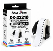 Compatible Brother DK22210 - Etiquetas de Tamaño personalizado - Ancho 29mm x 30,48 metros - Texto negro sobre fondo blanco