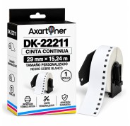 Compatible Brother DK22211 - Etiquetas de Tamaño personalizado - Ancho 29mm x 15,24 metros - Texto negro sobre fondo blanco