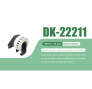 Compatible Brother DK22211 - Etiquetas de Tamaño personalizado - Ancho 29mm x 15,24 metros - Texto negro sobre fondo blanco