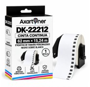 Compatible Brother DK22212 - Etiquetas de Tamaño personalizado - Ancho 62mm x 15,24 metros - Texto negro sobre fondo blanco