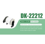 Compatible Brother DK22212 - Etiquetas de Tamaño personalizado - Ancho 62mm x 15,24 metros - Texto negro sobre fondo blanco