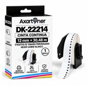 Compatible Brother DK22214 - Etiquetas de Tamaño personalizado - Ancho 12mm x 30,48 metros - Texto negro sobre fondo blanco