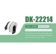 Compatible Brother DK22214 - Etiquetas de Tamaño personalizado - Ancho 12mm x 30,48 metros - Texto negro sobre fondo blanco