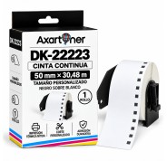 Compatible Brother DK22223 - Etiquetas de Tamaño personalizado - Ancho 50mm x 30,48 metros - Texto negro sobre fondo blanco