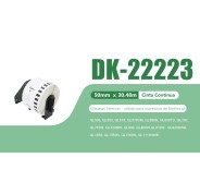 Compatible Brother DK22223 - Etiquetas de Tamaño personalizado - Ancho 50mm x 30,48 metros - Texto negro sobre fondo blanco