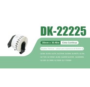 Compatible Brother DK22225 - Etiquetas de Tamaño personalizado - Ancho 38mm x 30,48 metros - Texto negro sobre fondo blanco