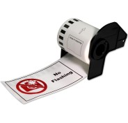 Compatible Brother DK22251 - Etiquetas de Tamaño personalizado - Ancho 62mm x 15,24 metros - Texto rojo y negro sobre fondo blanco