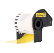 Compatible Brother DK22606 - Etiquetas de Tamaño personalizado - Ancho 62mm x 15,24 metros - Texto negro sobre fondo amarillo
