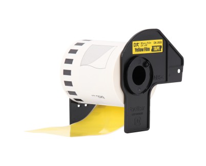 Compatible Brother DK22606 - Etiquetas de Tama&ntilde;o personalizado - Ancho 62mm x 15,24 metros - Texto negro sobre fondo amarillo