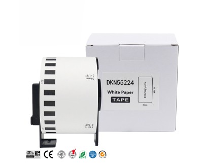 Compatible Brother DKN55224 - Etiquetas No Adhesivas de Tamaño personalizado - Ancho 54mm x 30,48 metros - Texto negro sobre fondo blanco