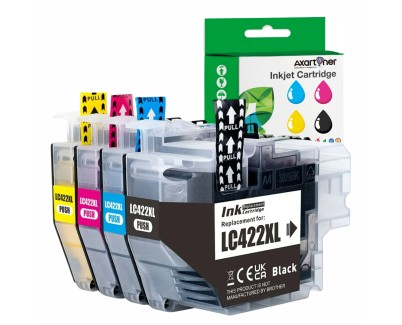 Compatible Brother LC-422XL Pack de 4 Cartuchos de Tinta LC422XLVAL para Brother MFC-J5340DW, MFC-J5345DW, MFC-J5740DW, MFC-J6540DW, MFC-J6940DW