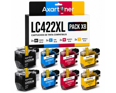 Compatible Brother LC-422XL Pack de 8 Cartuchos de Tinta LC422XLVAL para Brother MFC-J5340DW, MFC-J5345DW, MFC-J5740DW, MFC-J6540DW, MFC-J6940DW