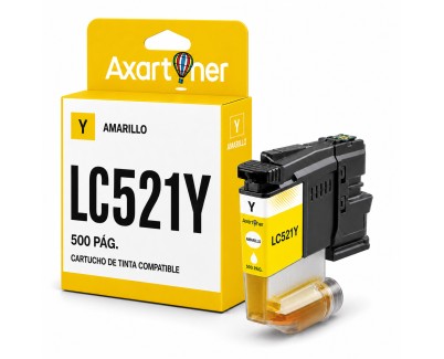Compatible Brother LC-521 Amarillo Cartucho de Tinta Pigmentada LC521Y para Brother DCP-J1260W / DPC-J1310DW / DCP-J1360DW / DCP-J1460DW