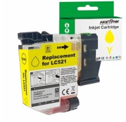 Compatible Brother LC-521 Amarillo Cartucho de Tinta Pigmentada LC521Y para Brother DCP-J1260W / DPC-J1310DW / DCP-J1360DW / DCP-J1460DW