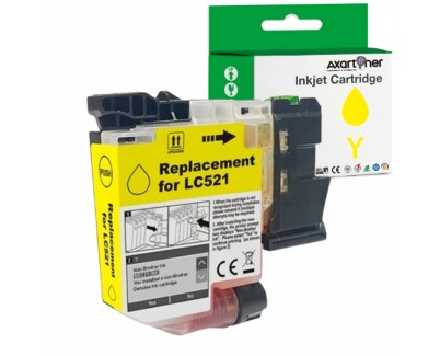 Compatible Brother LC-521 Amarillo Cartucho de Tinta Pigmentada LC521Y para Brother DCP-J1260W / DPC-J1310DW / DCP-J1360DW / DCP-J1460DW